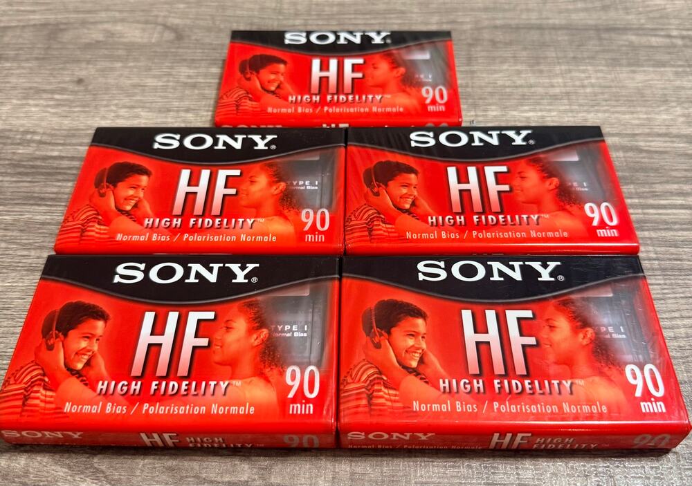 Lot of 5 Sony HF 90 Minute Blank Audio Cassette Tapes C-90HFL Factory Sealed